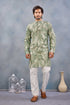 Green Pure Cosmos Silk With Cotton Lining Work Kurta Pajama 