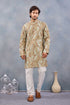 Mustard Pure Cosmos Silk With Cotton Lining Work Kurta Pajama 