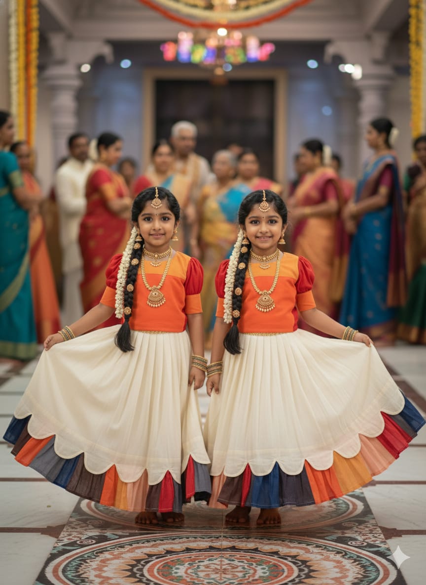 Cream Pure Cotton Silk Heavy Printed Kids Lehenga Choli 