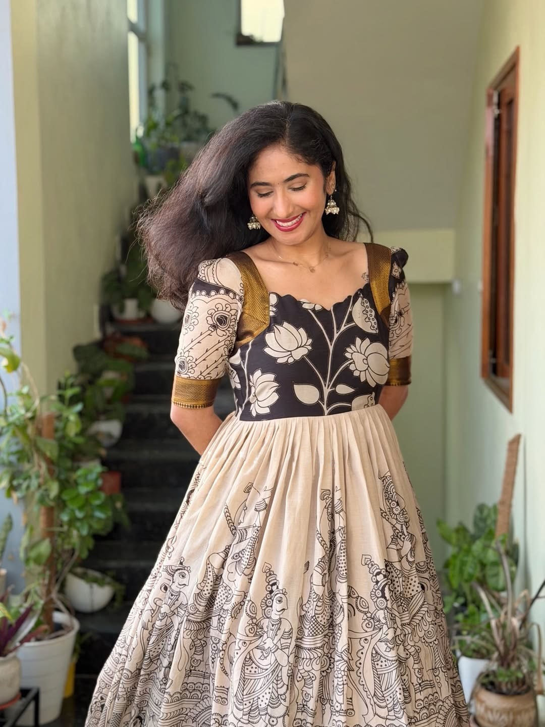 Multicolour Pure Muslin Silk Printed Anarkali Gown 