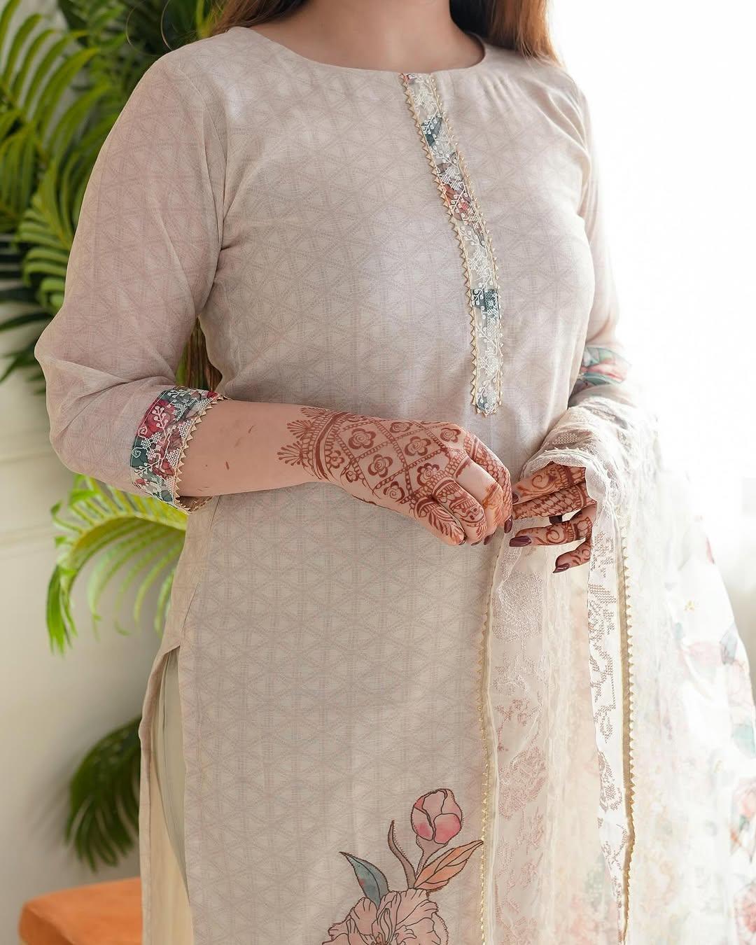 Blue Pure Lilan Silk Flared Kurti Pant Dupatta Set 