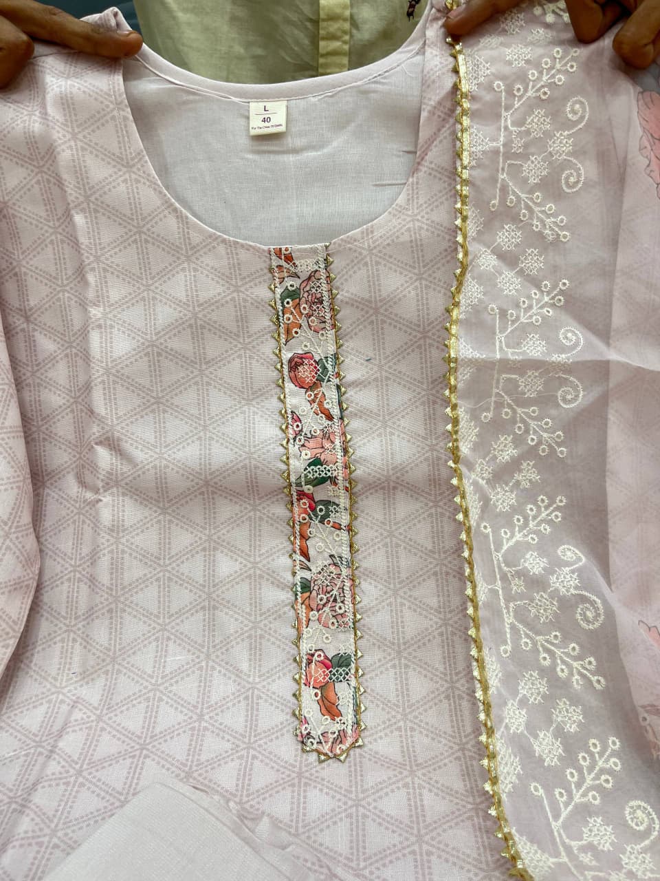 Blue Pure Lilan Silk Flared Kurti Pant Dupatta Set 