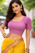 Onion Pink Premium Crush Lycra Elegant Round Neck Design Stretchable Blouse 