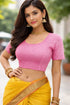 Pink Premium Crush Lycra Elegant Round Neck Design Stretchable Blouse 