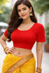 Red Premium Crush Lycra Elegant Round Neck Design Stretchable Blouse 