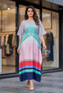 Multicolour Heavy French Crape Print Long Kaftan 