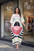 Multicolour Heavy French Crape Print Long Kaftan 