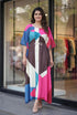 Multicolour Heavy French Crape Print Long Kaftan 