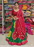 Green & Red Pure Bandhej Chinone Silk Rajsthani Lehenga Choli 