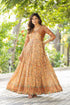 Cream Pure Silk Blend Printed Anarkali Gown 