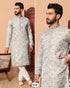 Grey Heavy Jequard With Sequins Work Kurta Pajama 
