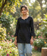 Black Summer Special Heavy Rayon With Chikan Work Sleeveless Short Length Top 