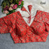 Red Sabyasachi Style Patoda Print V Neck Heavy Printed Blouse 