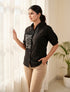 Black Summer Special Heavy Cotton Flex with Embroidery Work Sleeveless Short Length Top 