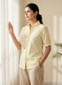 Cream Summer Special Heavy Cotton Flex with Embroidery Work Sleeveless Short Length Top 