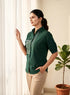 Bottle Green Summer Special Heavy Cotton Flex with Embroidery Work Sleeveless Short Length Top 