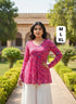 Pink Summer Special Pure Georgette Bandhej Print With Inner Long sleeve Top 