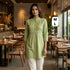 Green Summer Special Heavy Rayon with Pleated Pattern Short Length Top 