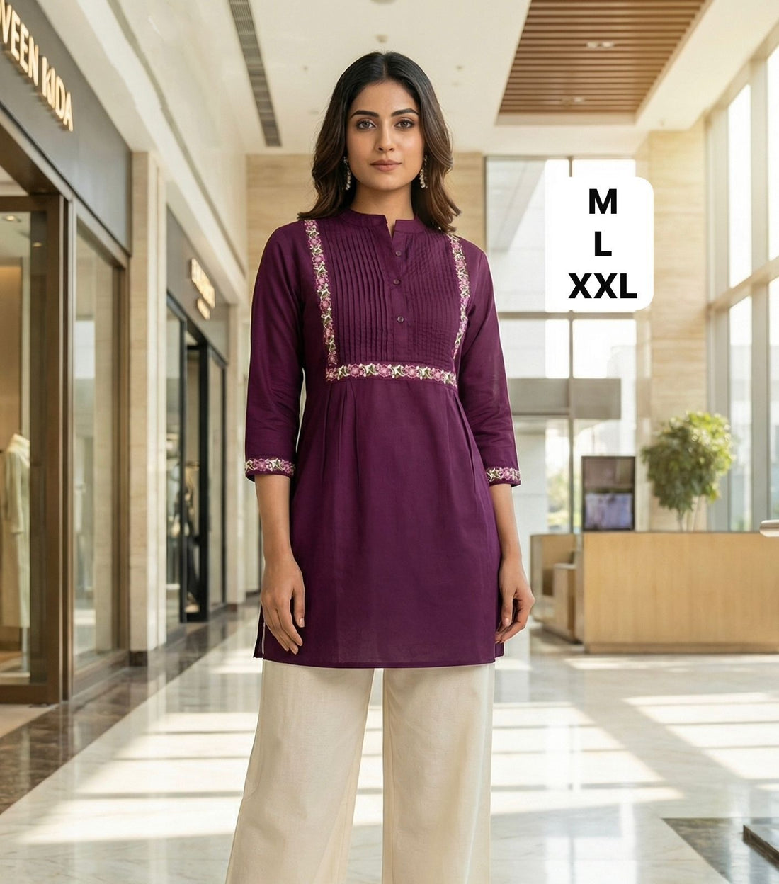 Wine Summer Special Heavy Rayon with Pleated Pattern Short Length Top 