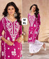Pink Summer Special Pure Rayon Heavy Embroidery Work Long Kurti with Plazzo 