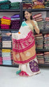 White Pure Gajji Silk Rasmandal Bandhani Print With Lagadi Pallu Saree