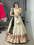 Cream Green Pure Soft Paithani Silk Zari Weaving Work Paithani Chaniya Choli 