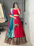 Red Firozi Pure Paithani Silk Zari Weaving Work Paithani Chaniya Choli 