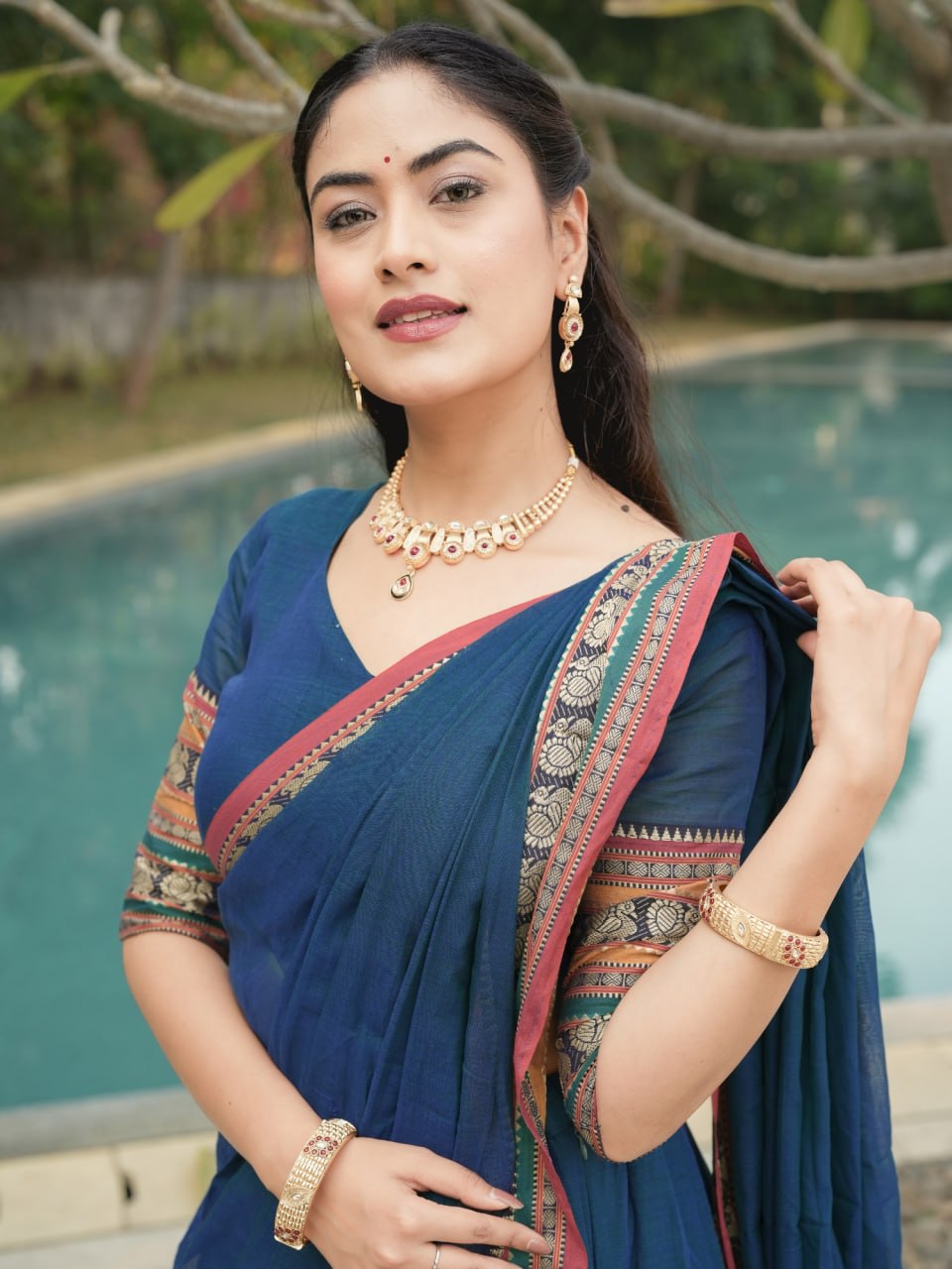 Rama Pure Chanderi Cotton Hand Weaving Cotton Lehenga Choli 