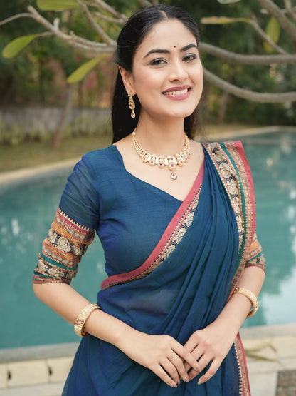 Rama Pure Chanderi Cotton Hand Weaving Cotton Lehenga Choli 