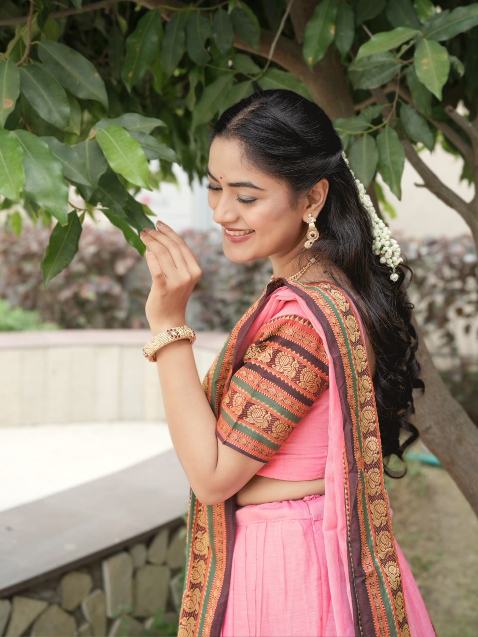 Classic Pink Pure Chanderi Cotton Hand Weaving Cotton Lehenga Choli