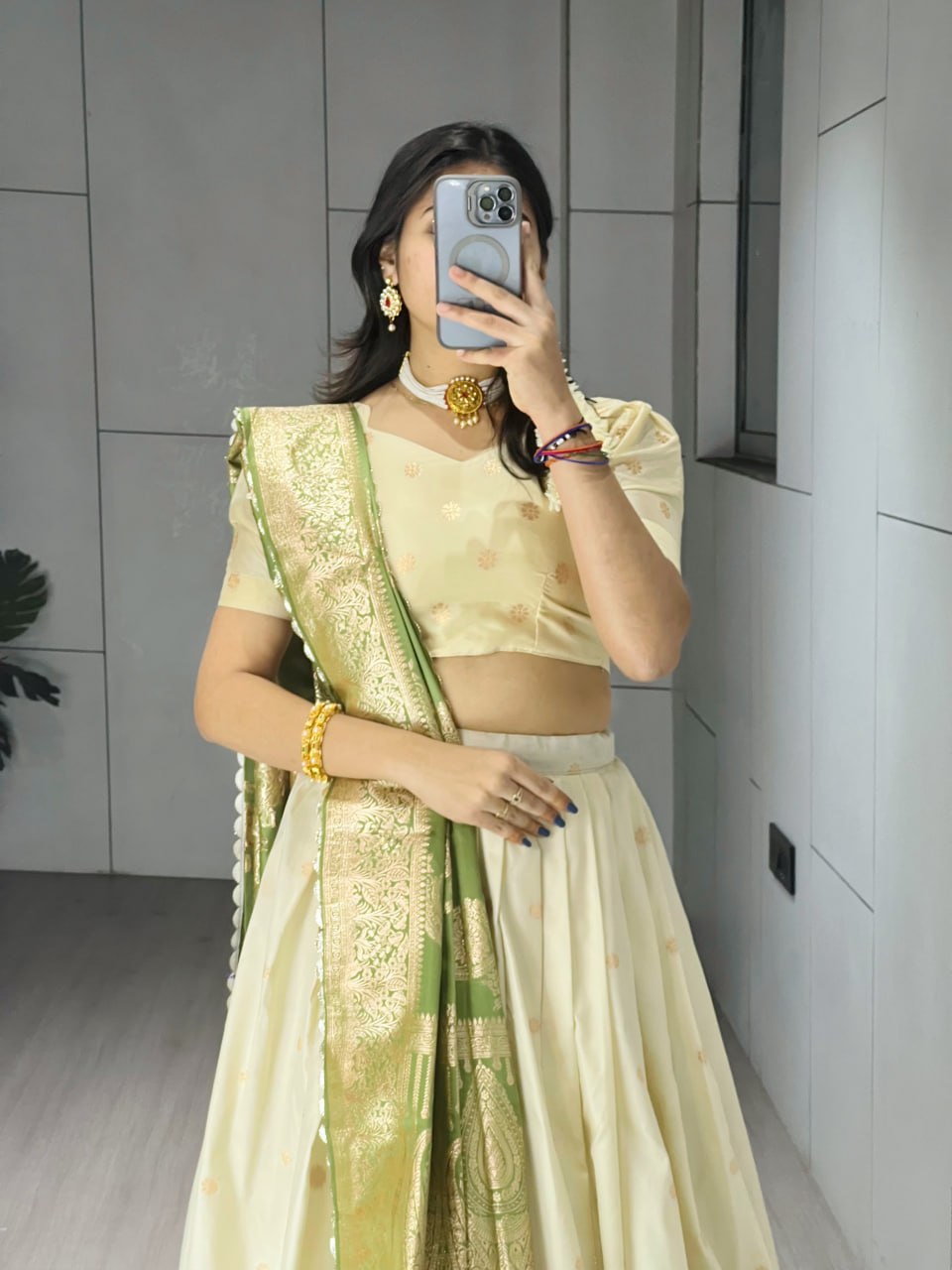 Green Pure Paithani Silk Zari Weaving Work Paithani Chaniya Choli 