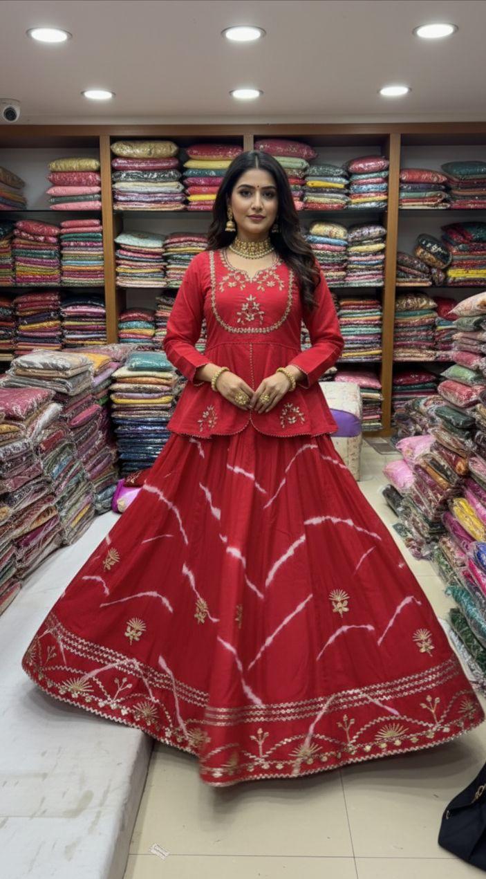 Red Pure Upada Silk Myrah Wedding Special Rajasthani Chaniya Choli 