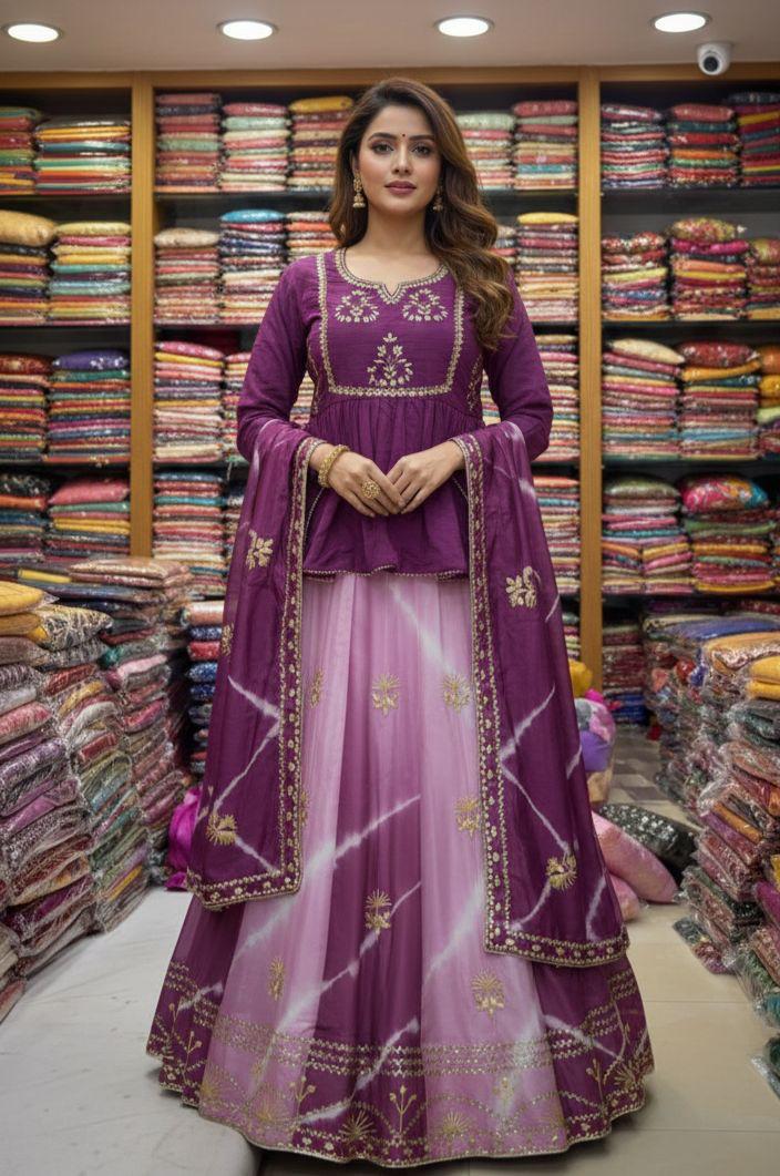 Purple Pure Upada Silk Myrah Wedding Special Rajasthani Chaniya Choli 