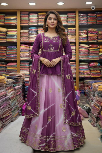 Purple Pure Upada Silk Myrah Wedding Special Rajasthani Chaniya Choli 