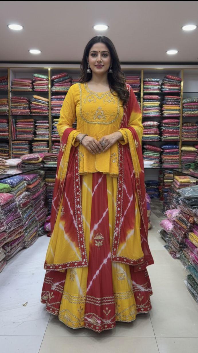 Yellow Pure Upada Silk Myrah Wedding Special Rajasthani Chaniya Choli 