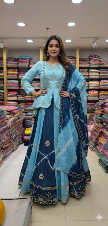 Sky Pure Upada Silk Myrah Wedding Special Rajasthani Chaniya Choli 