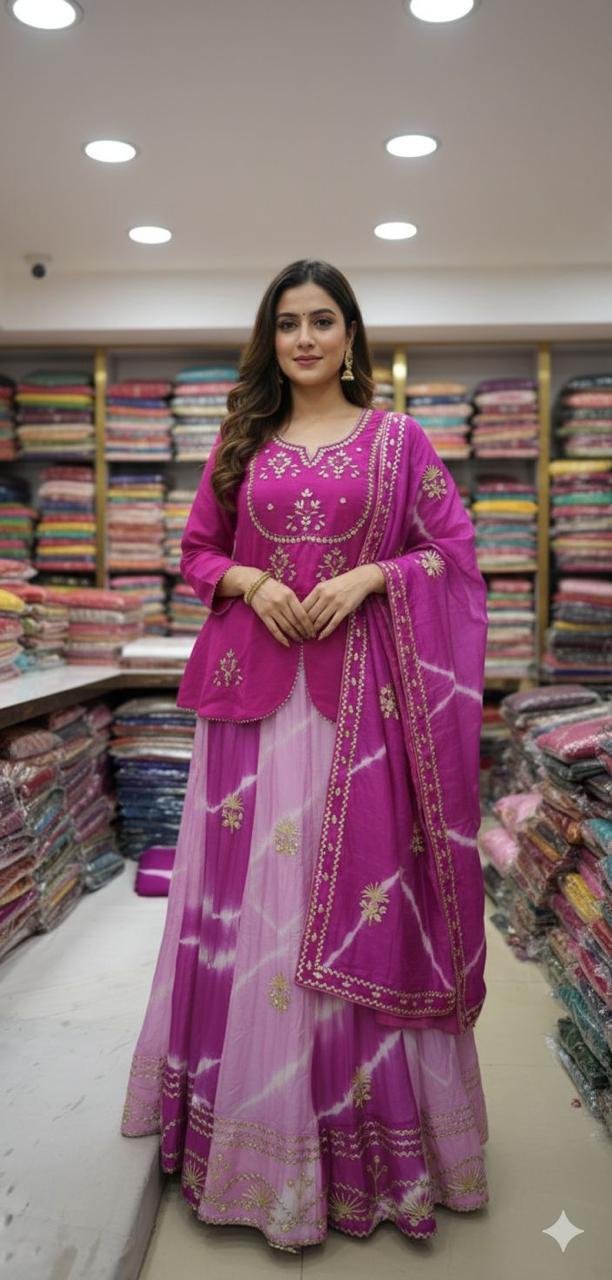Pink Pure Upada Silk Myrah Wedding Special Rajasthani Chaniya Choli 