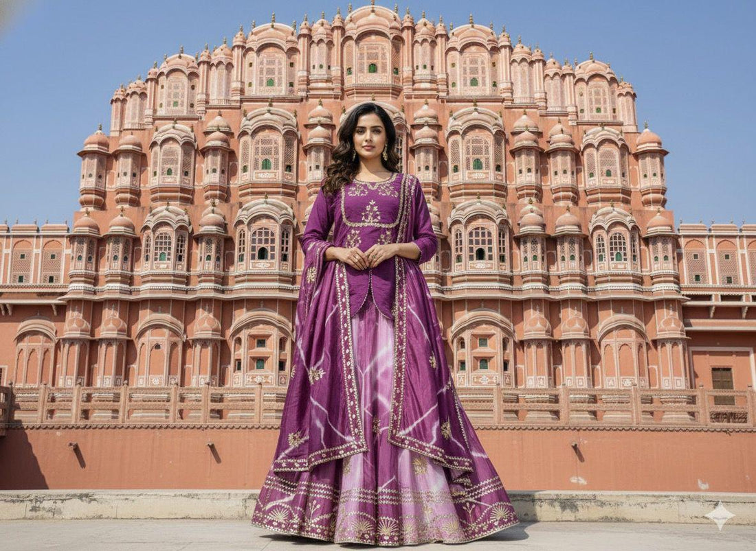 Purple Pure Upada Silk Myrah Wedding Special Rajasthani Chaniya Choli 