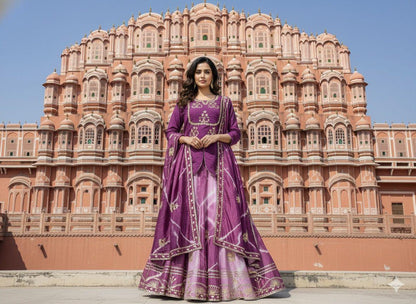 Purple Pure Upada Silk Myrah Wedding Special Rajasthani Chaniya Choli 
