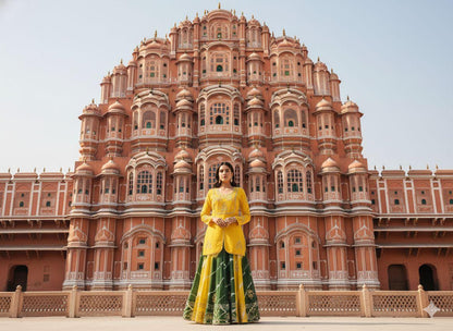 Green Pure Upada Silk Myrah Wedding Special Rajasthani Chaniya Choli 