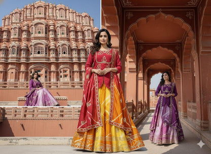 Yellow Pure Upada Silk Myrah Wedding Special Rajasthani Chaniya Choli 