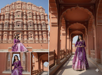 Purple Pure Upada Silk Myrah Wedding Special Rajasthani Chaniya Choli 