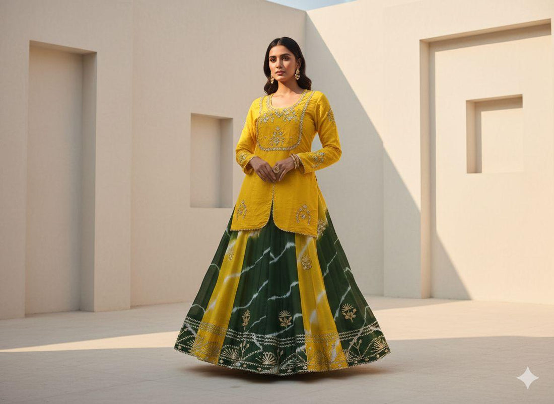 Green Pure Upada Silk Myrah Wedding Special Rajasthani Chaniya Choli 