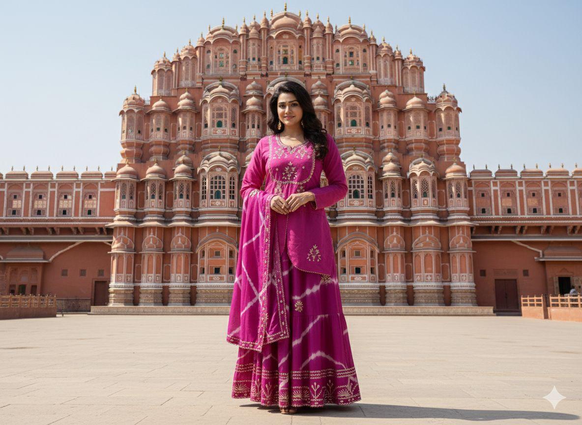 Pink Pure Upada Silk Myrah Wedding Special Rajasthani Chaniya Choli