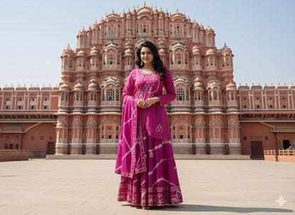 Pink Pure Upada Silk Myrah Wedding Special Rajasthani Chaniya Choli