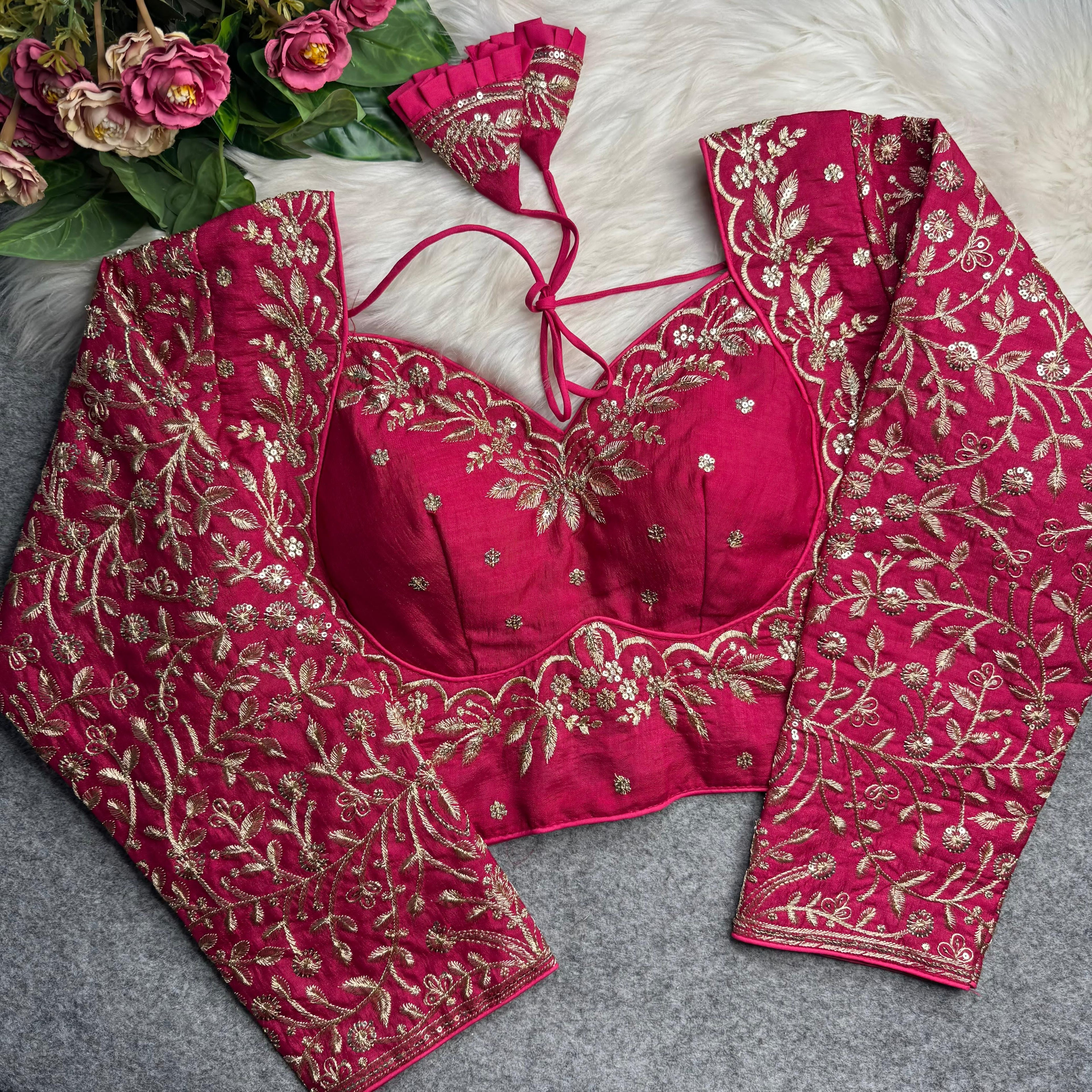 Rani Pure Madhubala Style Heavy Long Sleeves Work Blouse