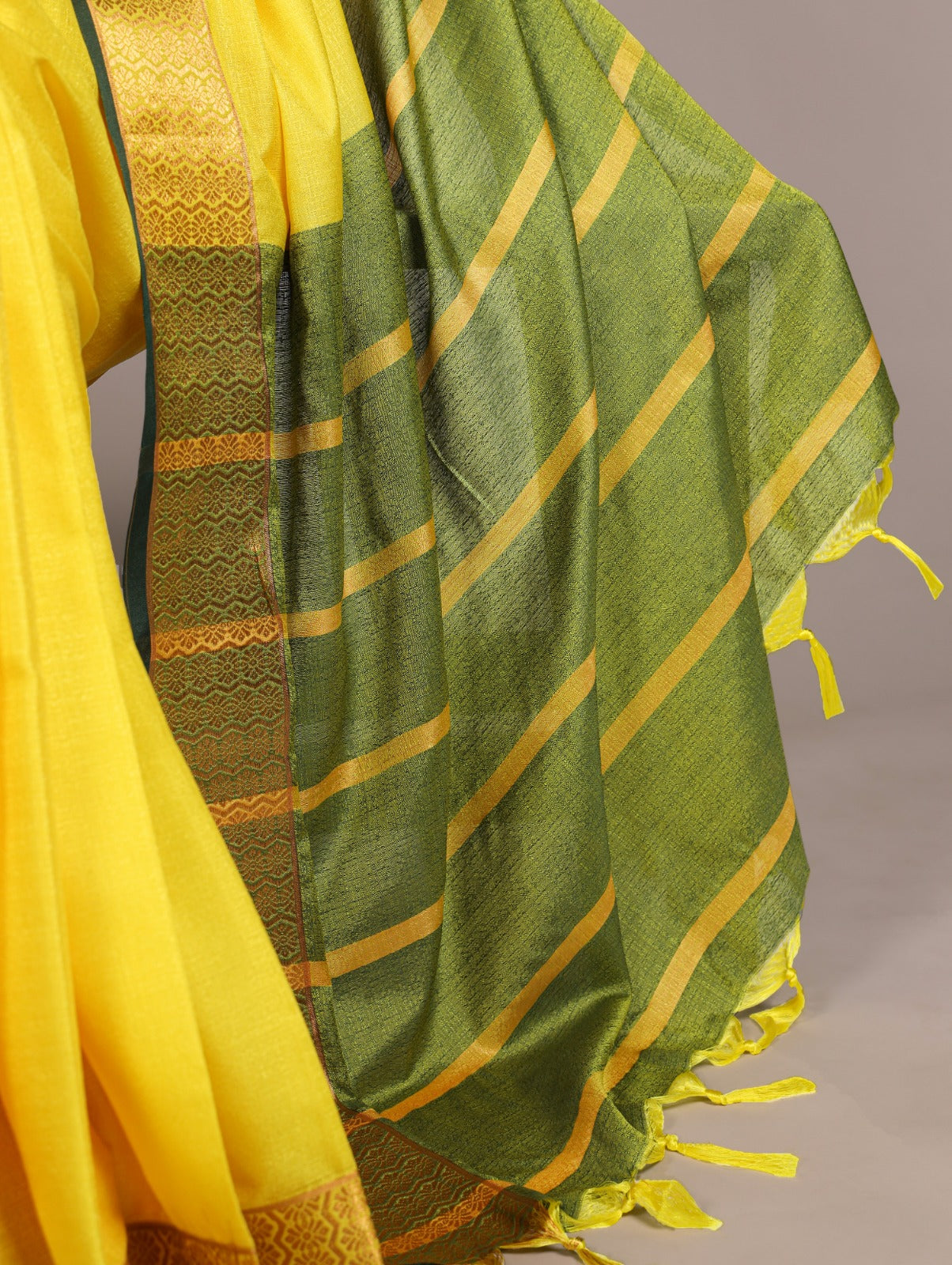 Yellow Pure Poly Cotton Zari Weaving Work Cotton Saree 