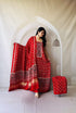 Red Pure Modal Gajji Silk Natural Ajrakh Hand Block Print Dupatta Suit 