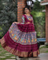 Cream Pure Soft Silk Kalamkari Print Anarkali Gown 