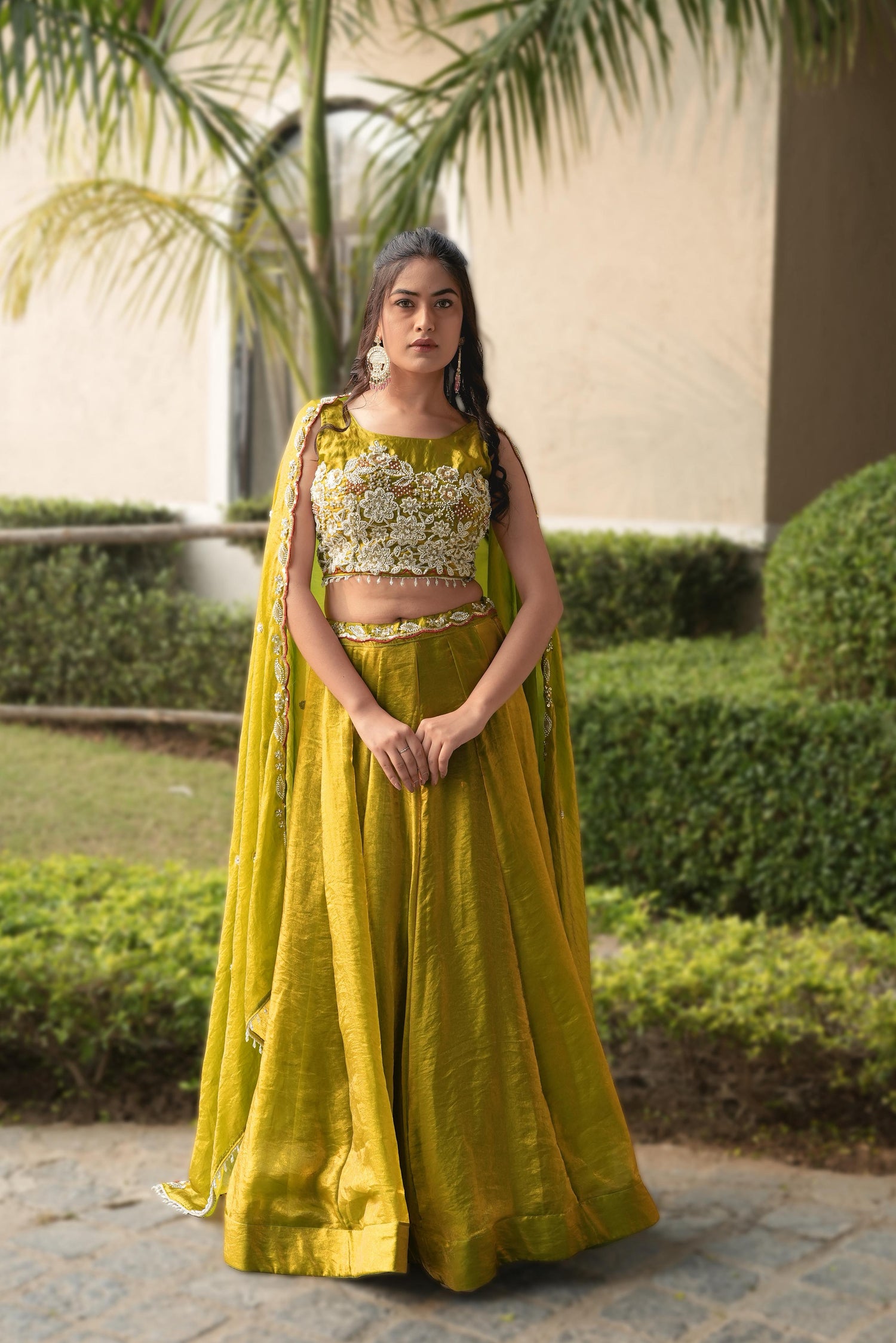 Antique Gold Pure Fendy Plain Flairy Kali Work Lehenga Choli 